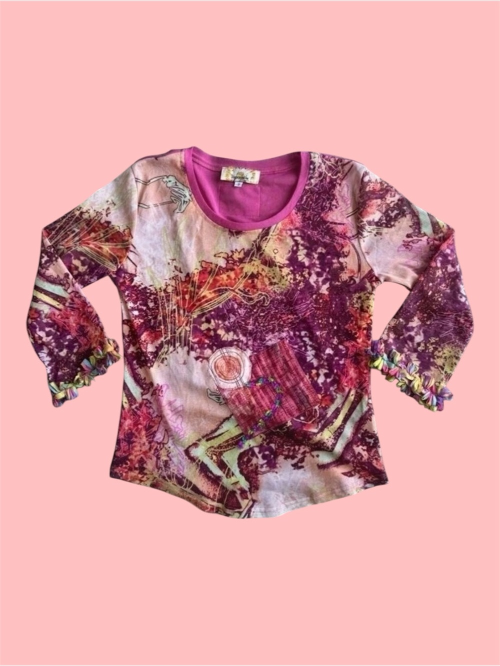 Pink Euro Graphic Quarter Sleeve